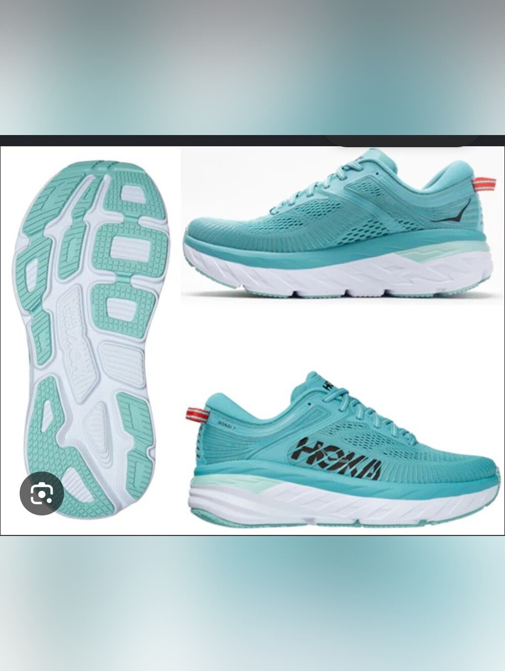 HOKA Bondi 7 Running Shoes Turquoise Women's Size 10.5 Athletic Sneakers EUC